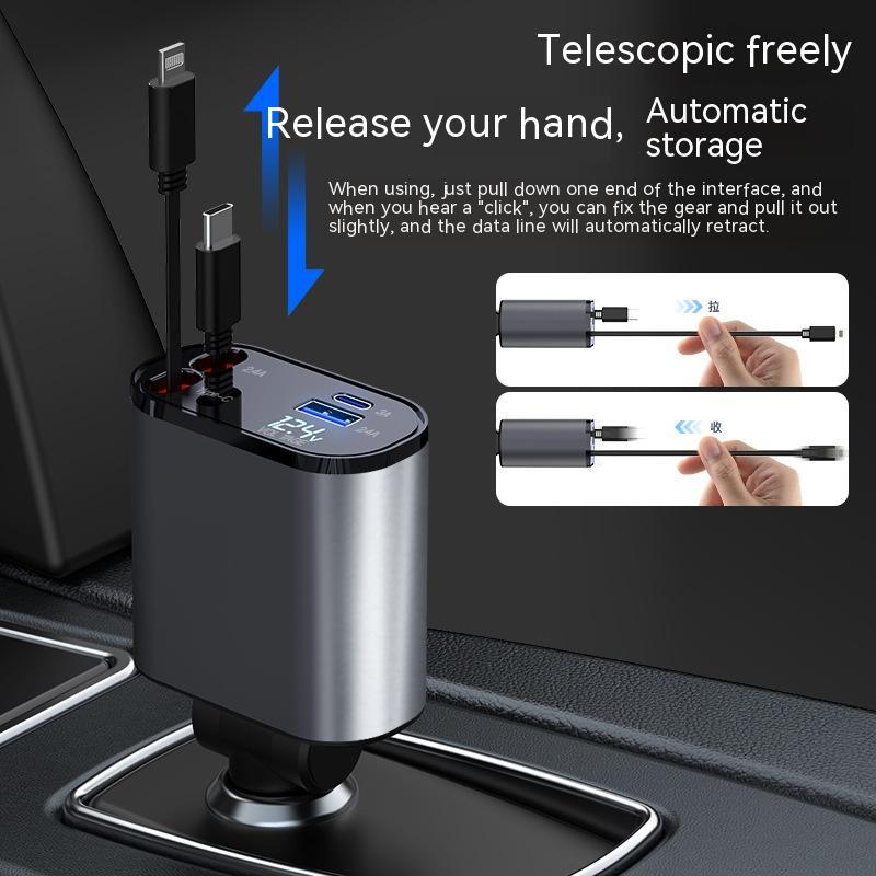 Super Fast Charging Car Charger:  USB And TYPE-C Adapter