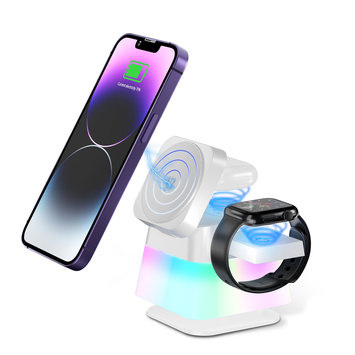 4 In 1 Rotatable  Wireless Charger Stand : Magnetic Fast Charging Station